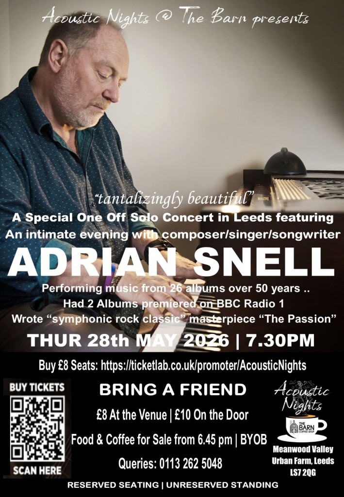 ADRIAN SNELL | SPECIAL ONE OFF SOLO CONCERT | The Barn Coffee Shop Leeds
