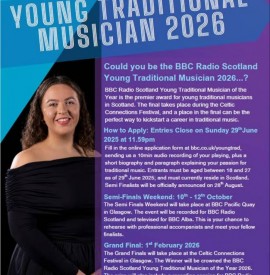 BBC Radio Scotland´s Young Traditional Musician 2026 – Final Call for Entries!